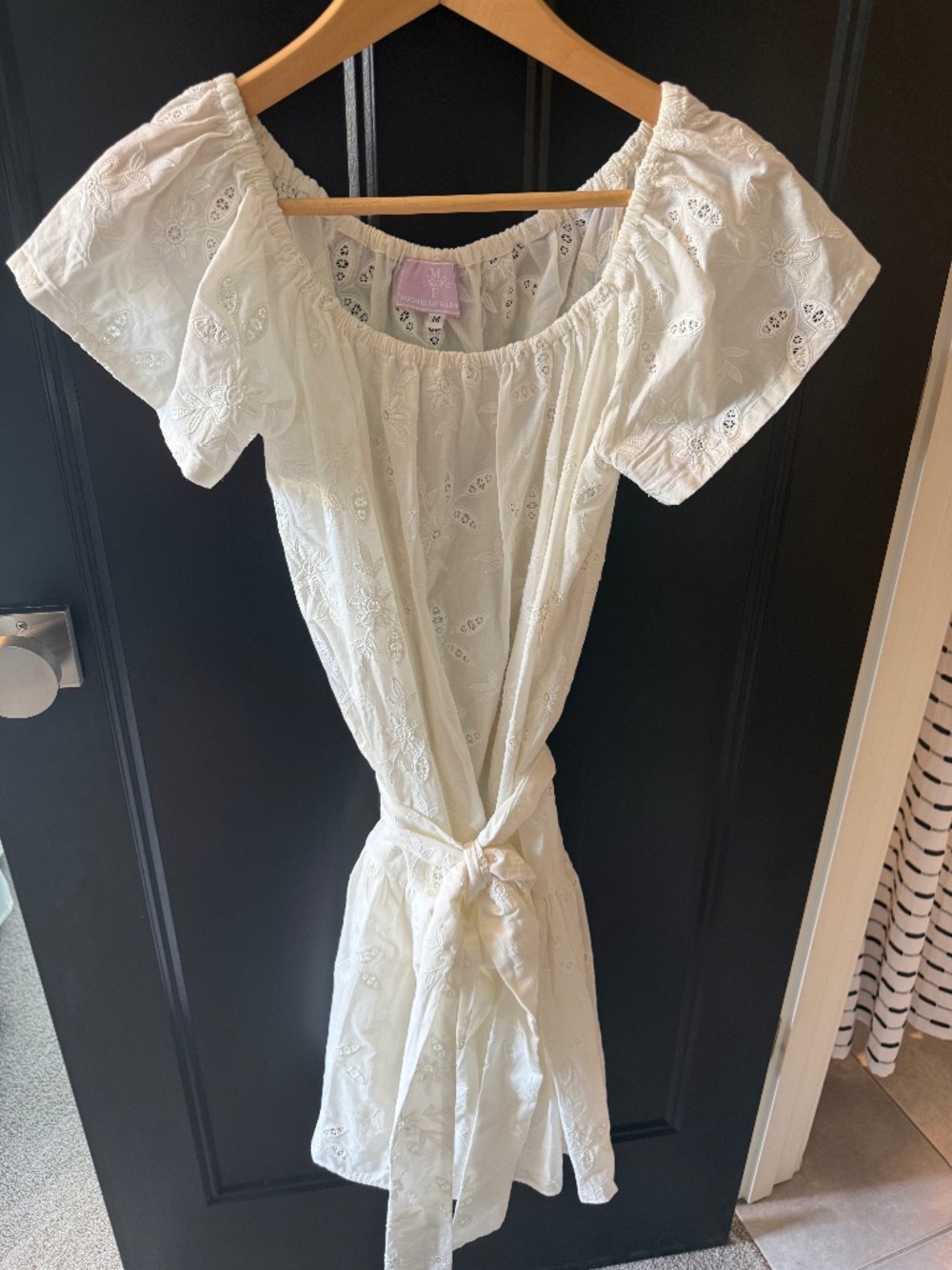 Michelle Farmer Eyelet white Dress with Belt